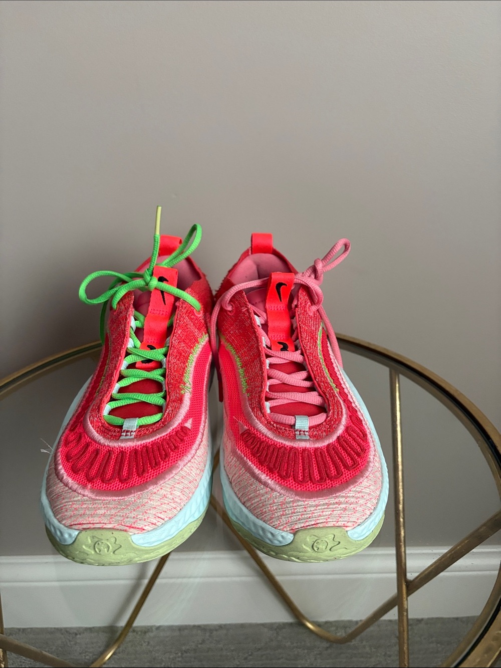 Nike Neon Pink & Lime Green Basketball Shoes